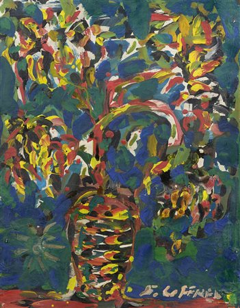 Silvio Loffredo (Parigi, 1921 - Firenze, 2013) Vaso di fiori Olio su tavola...