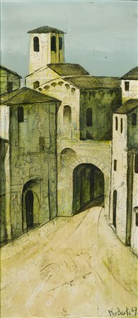 Norberto (Spello (Pg), 1927 - 2009) Scorcio di paese, 1967 Olio su tavola cm....