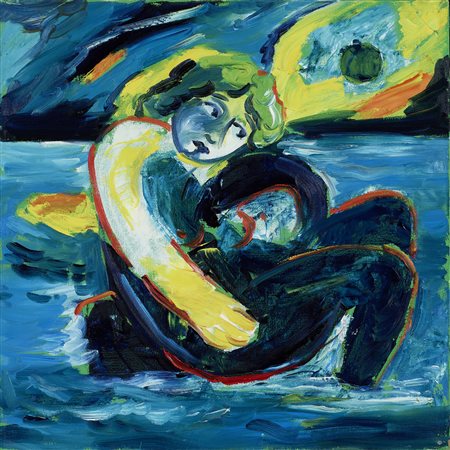 Mimmo Germanà (Catania, 1944 - 1992) Figura, 1989 Olio su tela cm. 60x60...