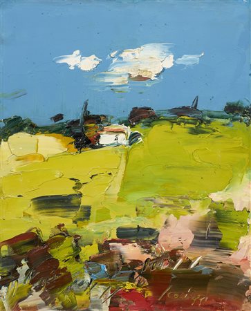 Sergio Scatizzi (Lucca, 1918 - Firenze, 2009) Paesaggio d'estate Olio su...