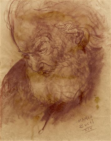 Mario Bucci (Foggia, 1903 - Firenze, 1970) Ritratto maschile, 1936 Sanguigna...