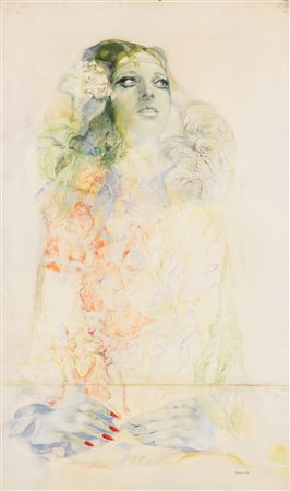 Renzo Vespignani (Roma, 1924 - 2001) Ritratto di Netta, (1969) Tecnica mista...