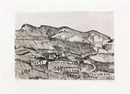 Giorgio Morandi (Bologna, 1890 - 1964) Paesaggio. Grizzana, 1913 Acquaforte...