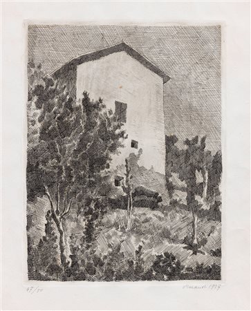 Giorgio Morandi (Bologna, 1890 - 1964) Paesaggio (Casa a Grizzana), 1927...