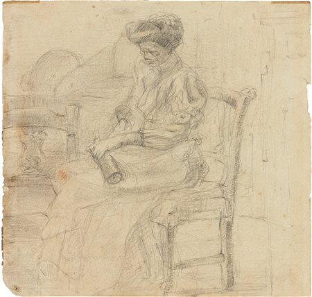 Carlo Erba (Milano, 1884 - Vicenza, 1917) Donna seduta con bottiglia, (1910)...