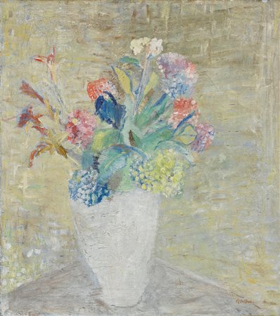 Angelo Del Bon (Milano, 1898 - Desio (MB), 1952) Vaso di fiori Olio su tela...