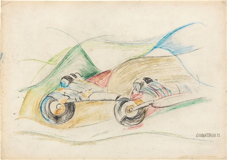 Ugo Giannattasio (Roma, 1888 - Torino, 1958) Velocità di moto, 1922 Pastello...