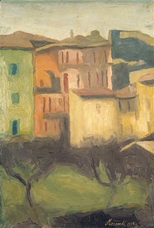 Giorgio Morandi (Bologna, 1890 - 1964) Cortile di via Fondazza, 1935 Olio su...