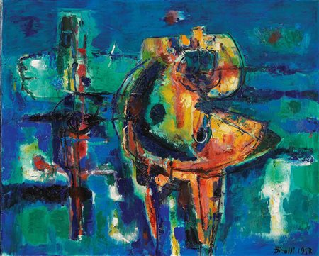 Renato Birolli (Verona, 1905 - Milano, 1959) Laguna veneta, 1957 Olio su tela...