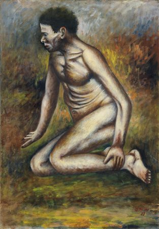 Ottone Rosai (Firenze, 1895 - Ivrea (To), 1957) Nudo (Nudo e paesaggio), 1938...