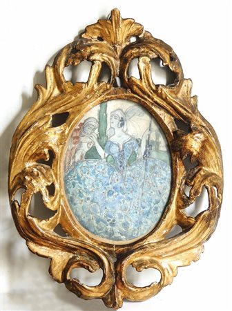 AROLDO BONZAGNI (1887-1918) Scena Galante - Romantic Scene acquerello su...