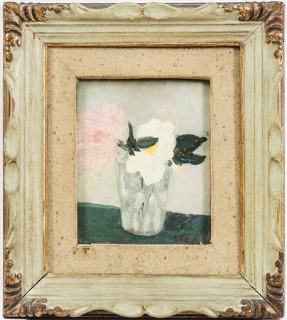 GUIDO PEYRON (1898-1960) Vaso con fiori - Flowers in a Vase olio su tela...