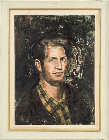 GUIDO BORGIANNI (1915-2011) Autoritratto 1952 - Self Portrait olio su faesite...