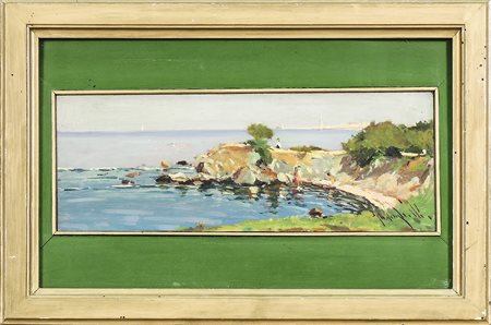 RENZO GUIDUGLI Antignano - Antignano View olio su faesite - oil on faesite,...