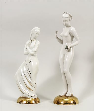 DUE FIGURE FEMMINILI IN CERAMICA - TWO CERAMIC FEMALE FIGURES Anni Cinquanta...