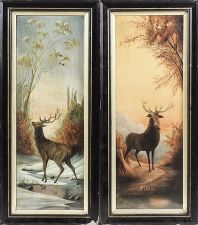 PAESAGGI CON CERVI - LANDSCAPES WITH DEERS inizio del XX secolo - beginning...
