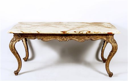 TAVOLINO BASSO DA CENTRO - GILTWOOD AND ONYX TEA TABLE piano sagomato in...