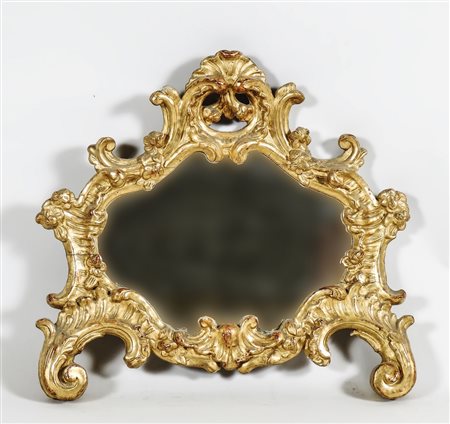 CARTAGLORIA IN LEGNO INTAGLIATO E DORATO - SMALL GILTWOOD MIRROR XIX secolo -...