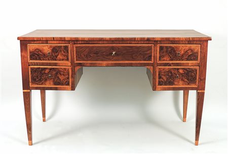 SCRIVANIA DA CENTRO IN NOCE IMPIALLACCIATA IN RADICA DI NOCE - WALNUT AND...