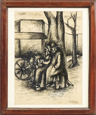 DINO CAPONI (1920-2000) Paesaggio con figure- Landscape with Figures...