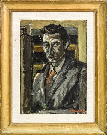 DINO CAPONI (1920-2000) Autoritratto 1946 - Self Portrait olio su tela,...