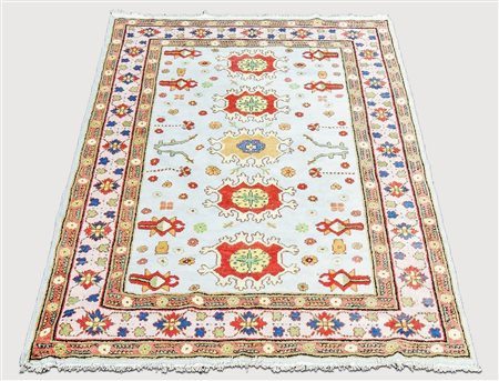TAPPETO CAUCASICOO SHIRVAN - CAUCASIAN SHIRVAN RUG fondo azzurro, campo con...