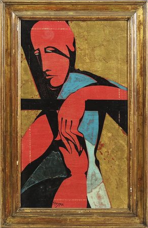 ALFIO RAPISARDI Composizione con figura - Composition with a Figure olio su...