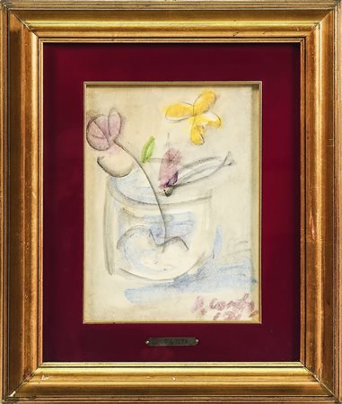 PRIMO CONTI (1900-1988) Vaso con fiori - Flowers in a Vase tecnica mista su...