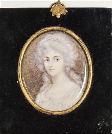 MINIATURA OVALE SU AVORIO - OVAL MINIATURE ON IVORY XVIII secolo - 18th...