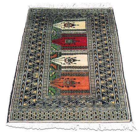 PICCOLO TAPPETO PREGHIERA - PRAYER MAT campo quadripartito, larga bordura cm...
