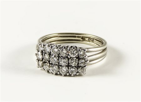 ANELLO IN ORO BIANCO E DIAMANTI - WHITE GOLD AND DIAMONDS RING Anni Ottanta -...