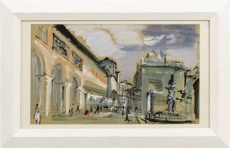 NORBERTO MARTINI (1940-2007) Scorcio di Piazza Santa Maria Novella - Florence...