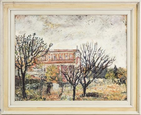 GUIDO BORGIANNI (1915-2011) Paesaggio con scorcio di Chiesa - Landscape with...