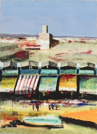 SALVATORE MAGAZZINI Jemaa El Fna olio su tavoletta - oil on panel, firmato,...