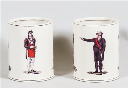 COPPIA DI VASI MASSONICI IN TERRAGLIA - PAIR OF MASSONIC POTTERY VASES...