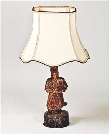 LUME DA TAVOLO la base con figura lignea maschile in abiti orientali h cm 60