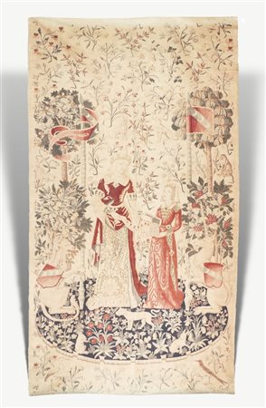 ARAZZO A SUCCO D'ERBA - TAPESTRY raffigurante due figure femminili in abiti...