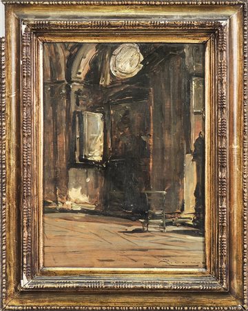 UMBERTO ZIVERI (1891-1971) Interno di Chiesa - Interior of a Church olio su...