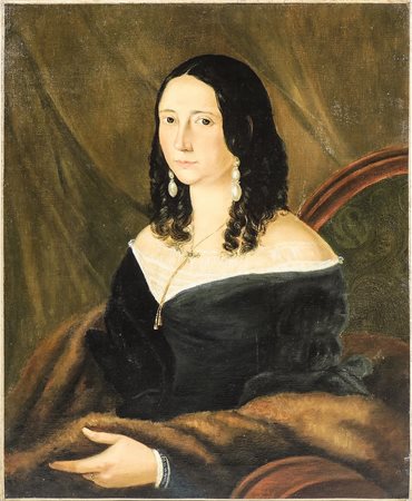 RITRATTO DI NOBILDONNA CON PERLE - PORTRAIT OF NOBLEWOMAN WITH PEARLS XIX...