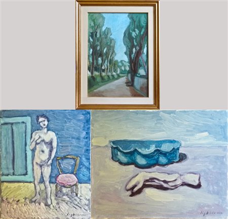 SIGFRIDO OLIVA lotto composto da nove dipinti, olio su tela, misure varie