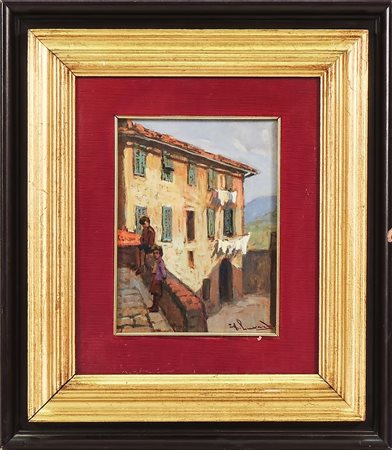 GIORGIO LUXARDO Peccioli - Peccioli View olio su tavoletta - oil on panel,...