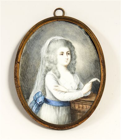MINIATURA OVALE SU AVORIO - OVAL MINIATURE ON IVORY XVIII secolo - 18th...