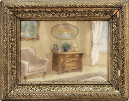 VEDUTA D'INTERNO - INTERIOR VIEW pastello su carta - pastel on paper, in...