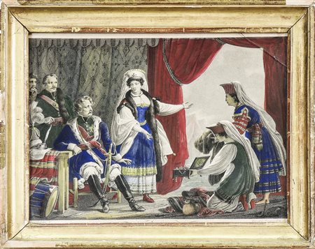 SCENA DI CORTE - PALACE SCENE XIX secolo - 19th century incisione...