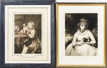 RITRATTI FEMMINILI CON CANI - FEMALE PORTRAITS WITH DOGS inizio del XX secolo...