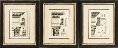 PIANTE CON DECORI ARCHITETTONICI - ARCHITECTONICAL PROSPECTS serie di sei...