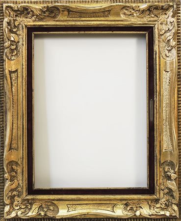 CORNICE IN LEGNO INTAGLIATO E DORATO - CARVED WOOD AND GILT FRAME la luce cm...