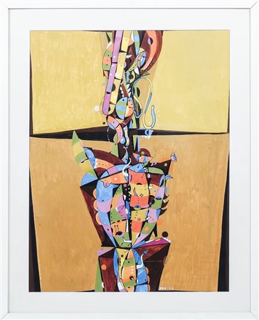 COMPOSIZIONE ASTRATTA - ABSTRACT COMPOSITION tecnica misat su cartoncino -...