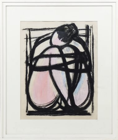 NUDO ACCOVACCIATO - CROUCHED NUDE tecnica mista su carta - mixed media on...