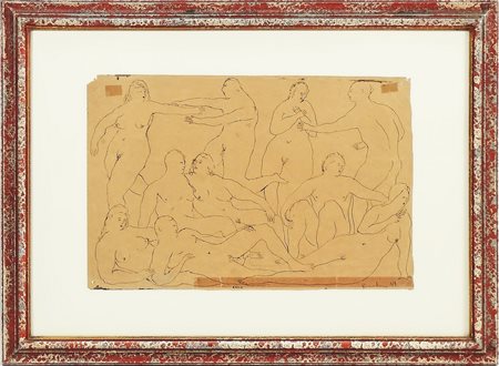 VENTURINO VENTURI (1918-2002) Amor 1939 - Love 1939 china su carta - indian...